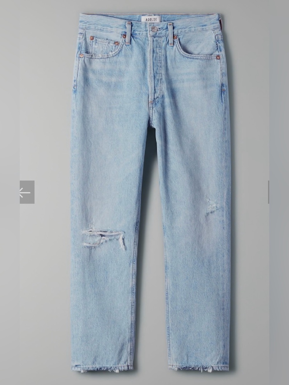 [$268] 24/25 AGOLDE RILEY High Waist Light Straight Cropped Jeans Distressing